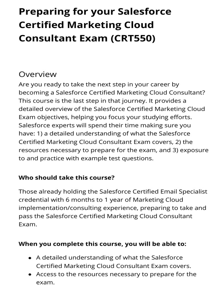 Salesforce Marketing Cloud Consultant Prep | PDF | Cloud Computing ...