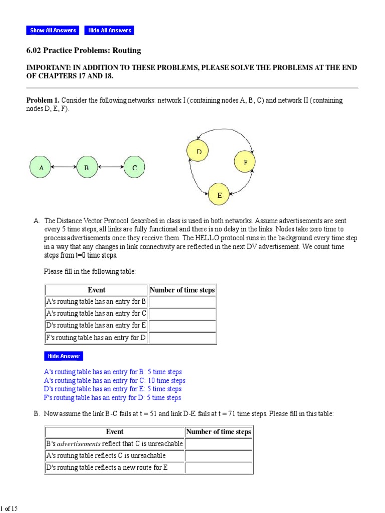 6.02 Practice Problems: Routing | PDF | Routing | Computer Network