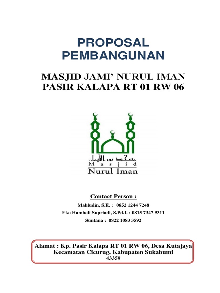 Proposal Renovasi Masjid Jami' Nurul Iman Lengkap | PDF