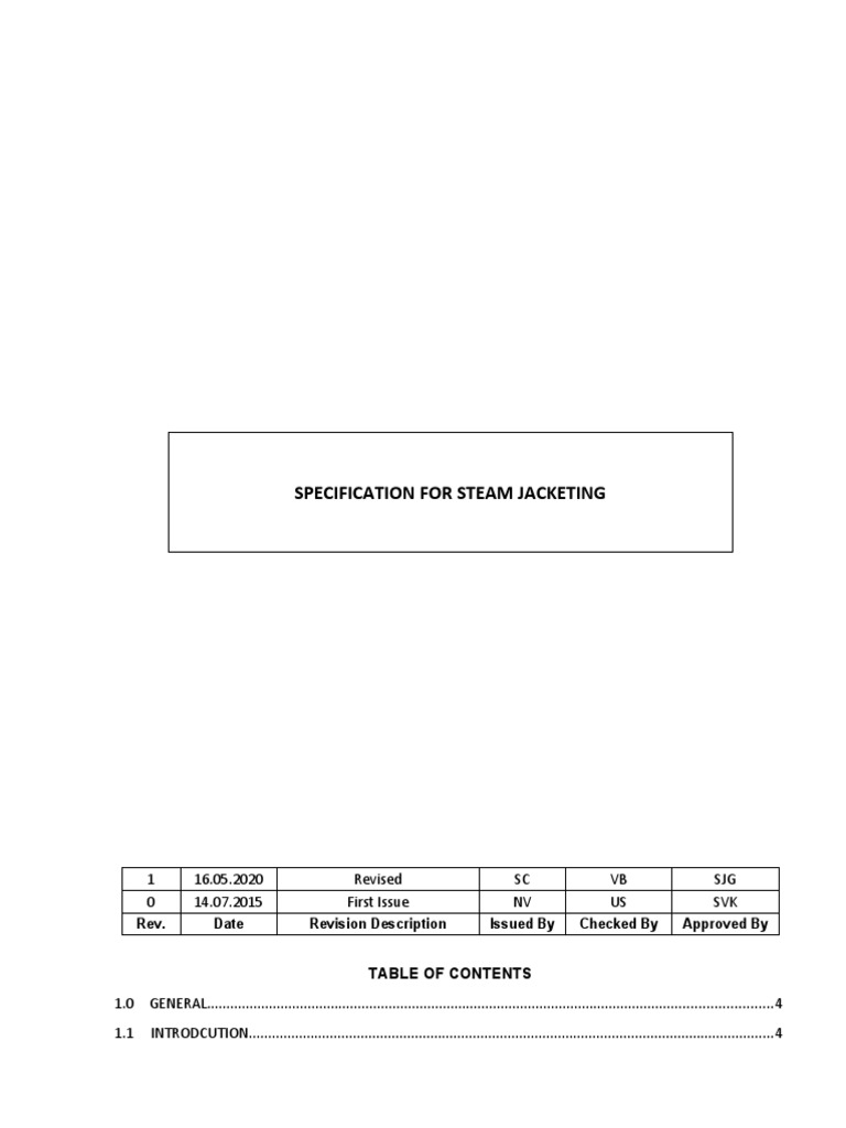 Steam Jacketing Specification Guide | PDF | Pipe (Fluid Conveyance) | Steam