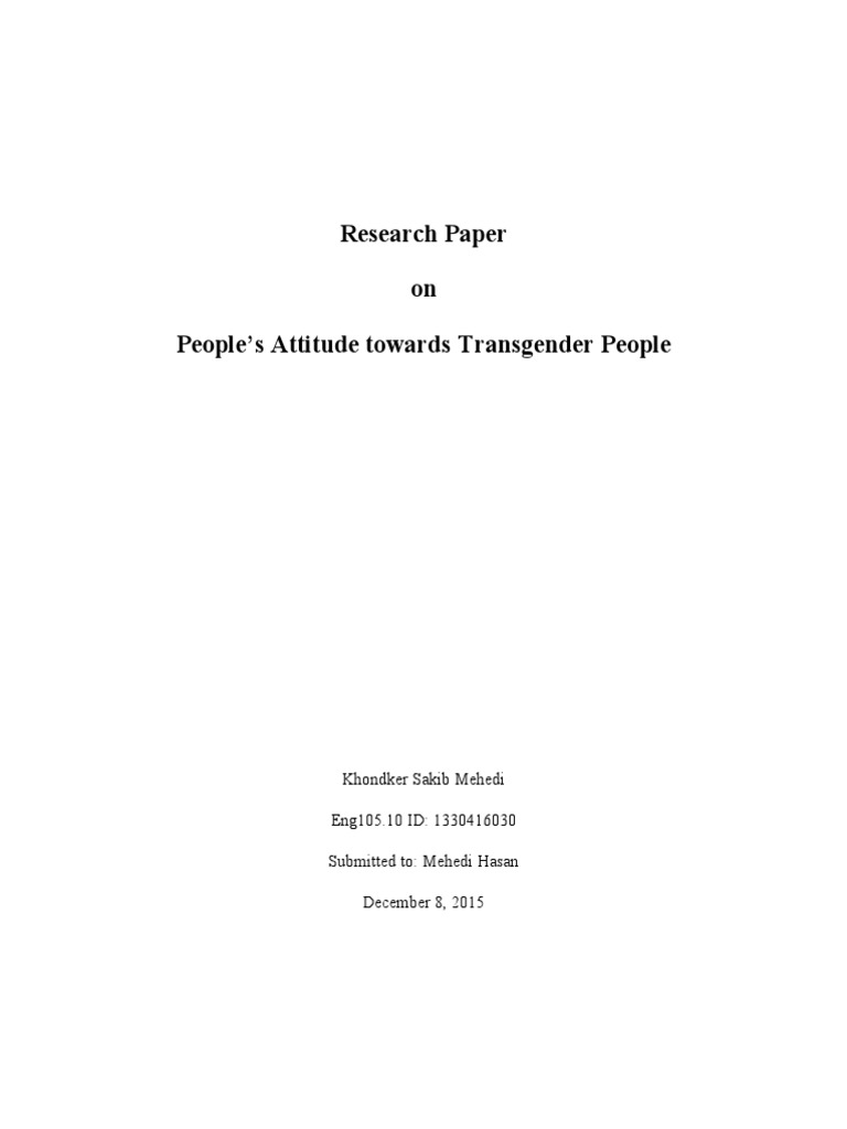 Attitudes Toward Transgender People | PDF | Survey Methodology | Lgbt