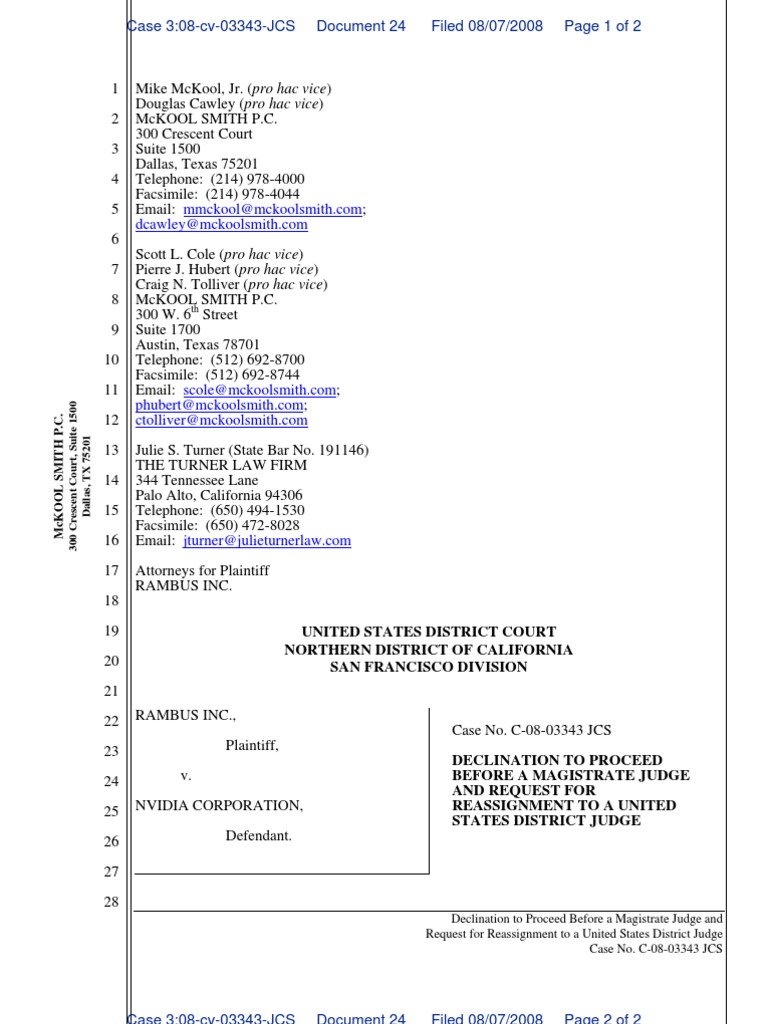 Request for Reassignment to District Judge | PDF