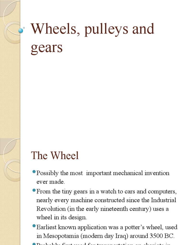 Wheels, Pulleys and Gears PDF Lever Gear