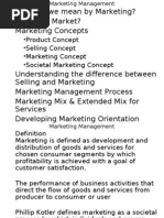 What Do We Mean by Marketing? What Is A Market? Marketing Concepts