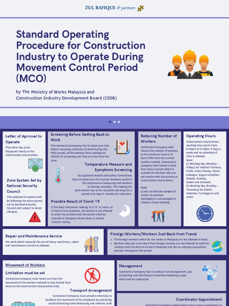 Construction SOP During MCO Period | PDF | Quarantine | Occupational ...