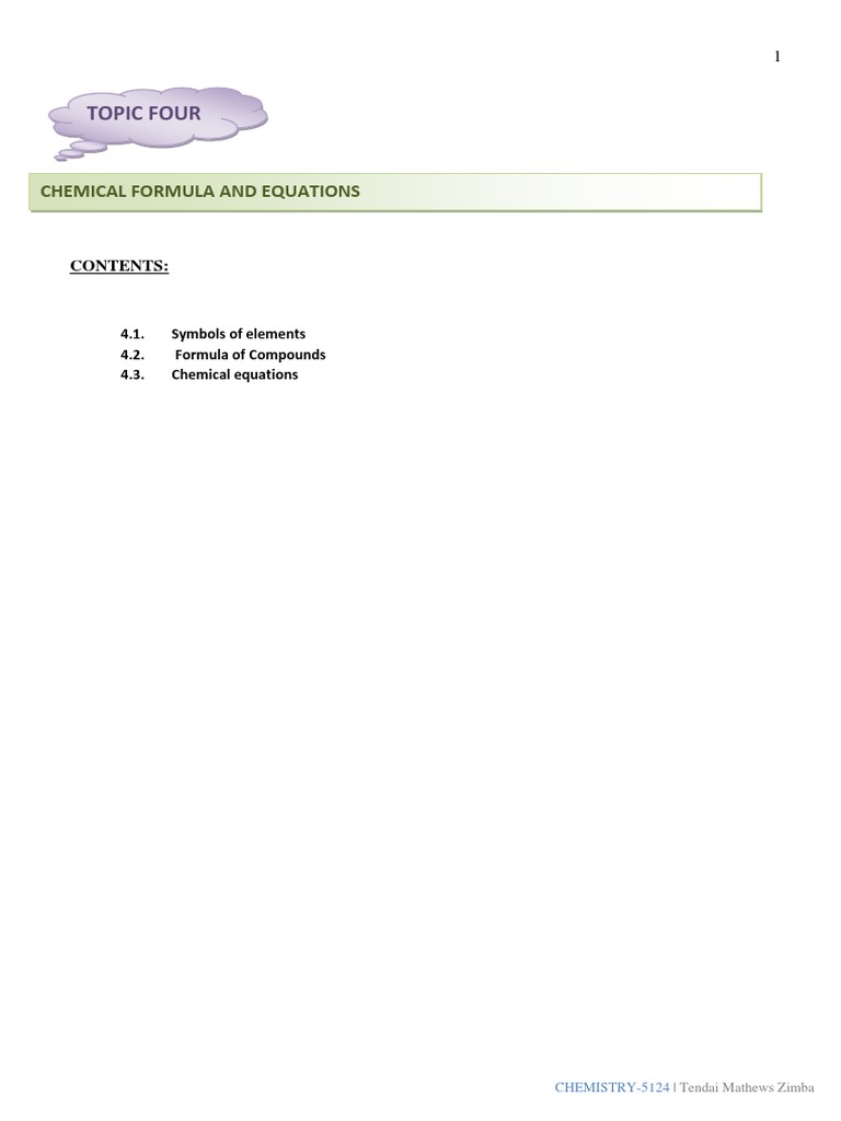 Chemical Formulas and Equations Guide | PDF | Chloride | Chemical Elements