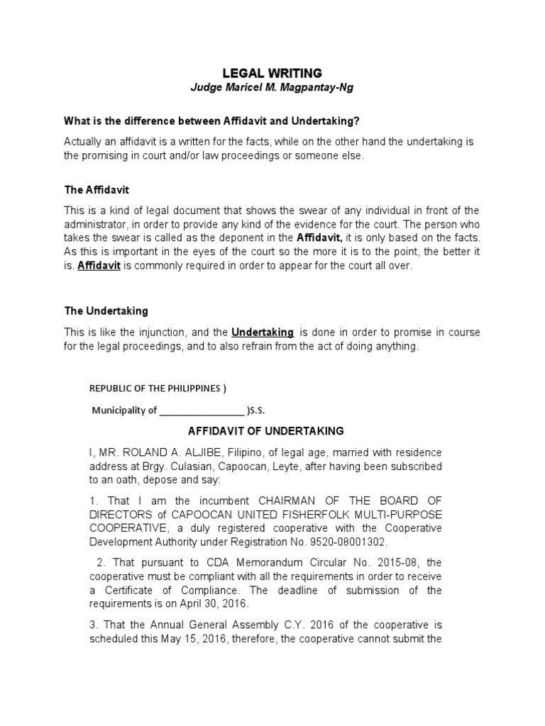 legal-writing-what-is-the-difference-between-affidavit-and-undertaking