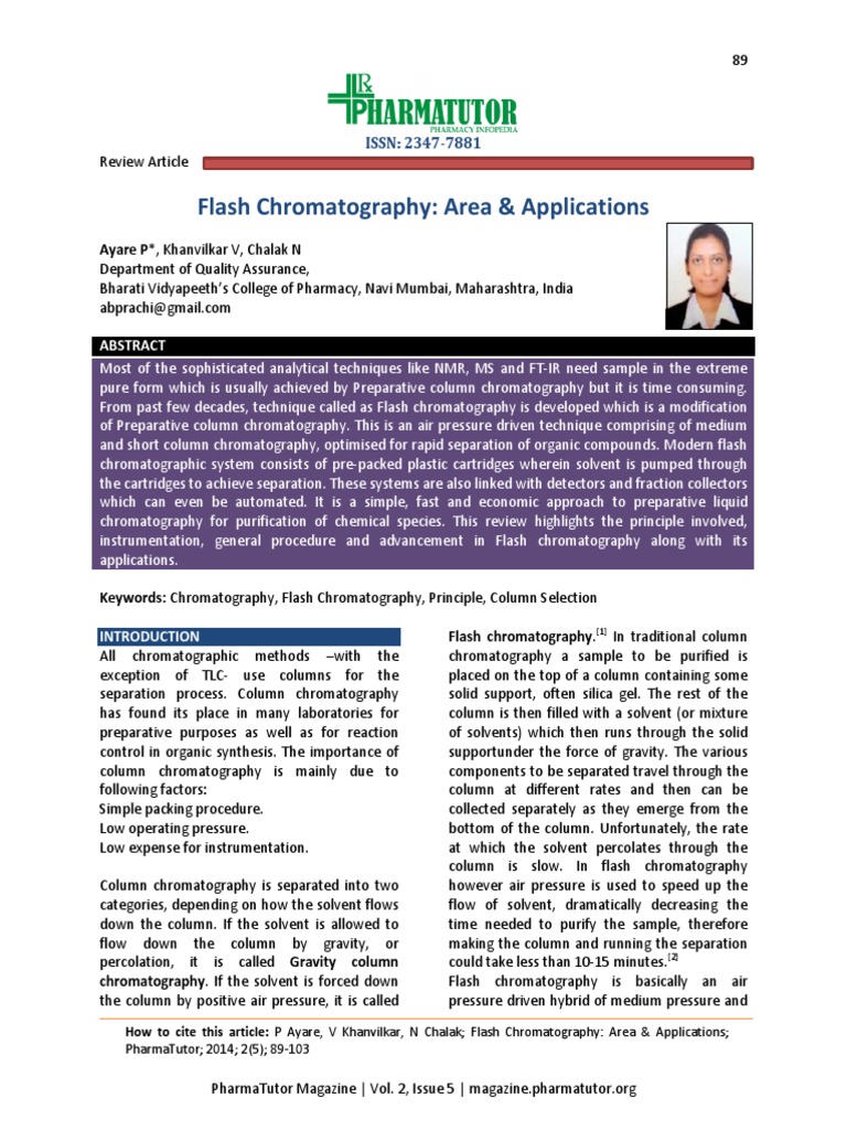 Flash Chromatography Area & Applications Ayare P, Khanvilkar V