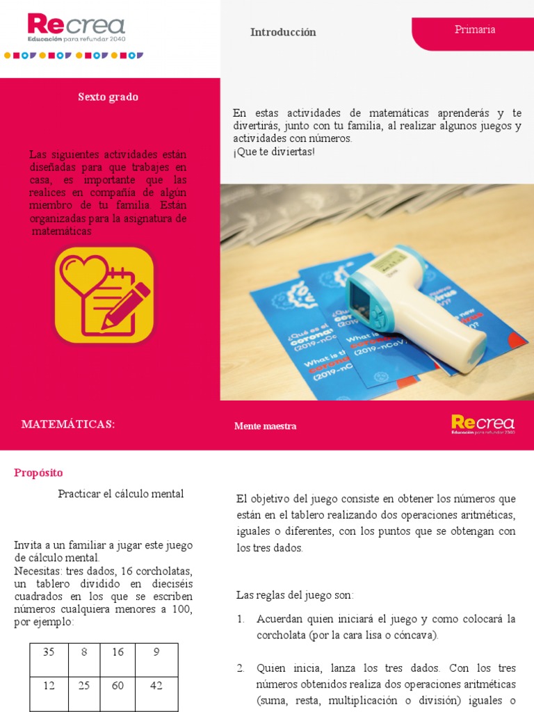 Actividades de Matemáticas para Sexto Grado | PDF | Enseñanza de ...