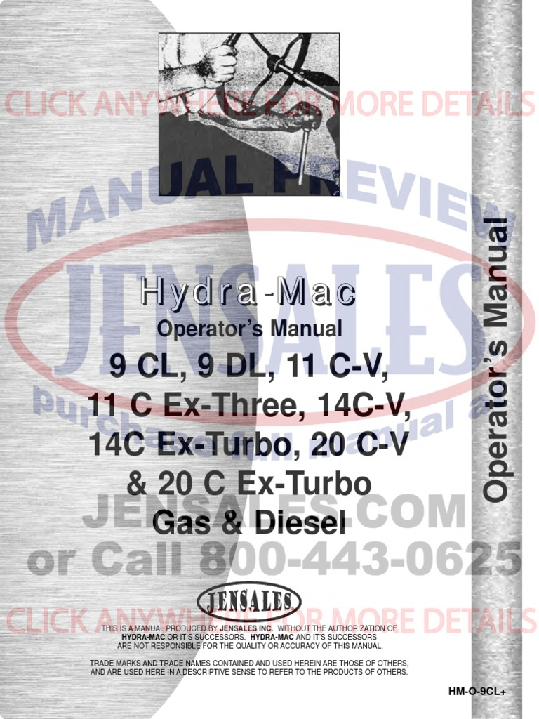 Hydra Mac Skid Steer Loader Operators Manual | PDF | Valve