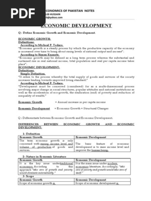 Economic growth and development