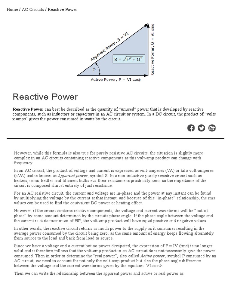 Reactive Power Compensation of Reactive Components PDF | PDF | Ac Power ...