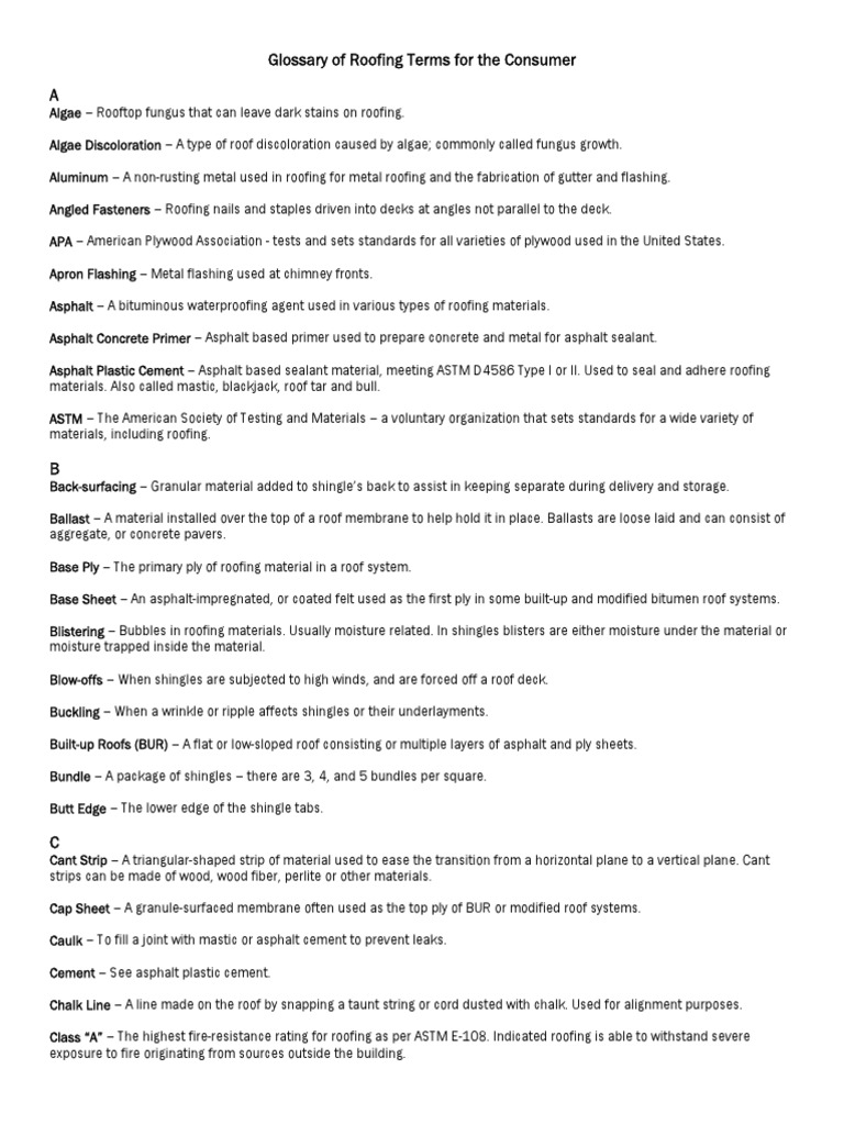 Glossary of Roofing Terms | PDF | Roof | Structural Engineering