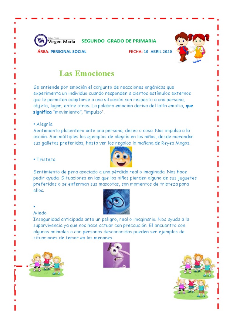 Emociones para Niños de Segundo Grado | PDF | Temor | Las emociones