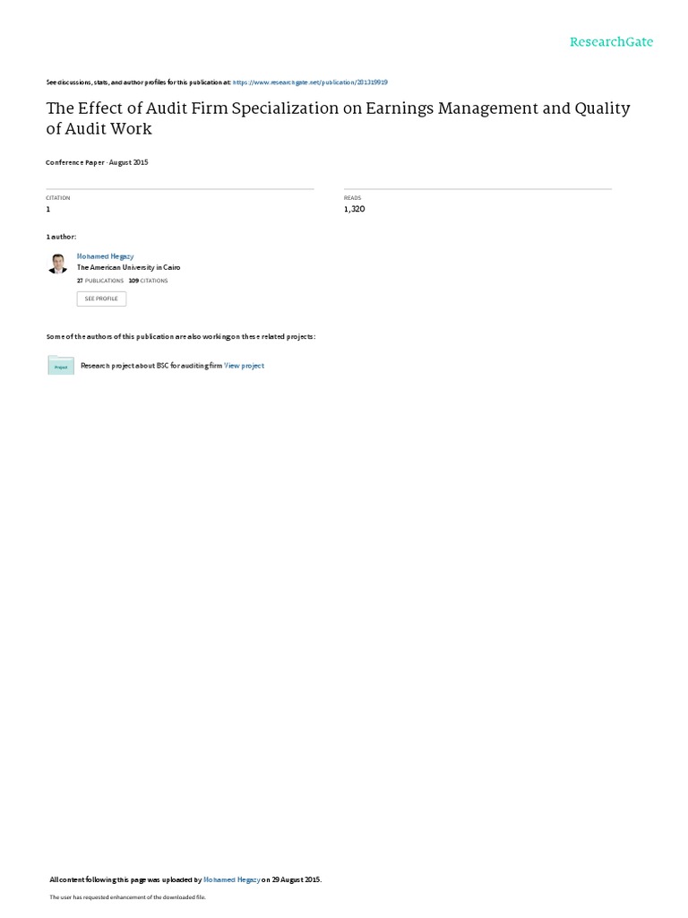 Impact of Audit Specialization on Quality | PDF | Audit | Financial ...