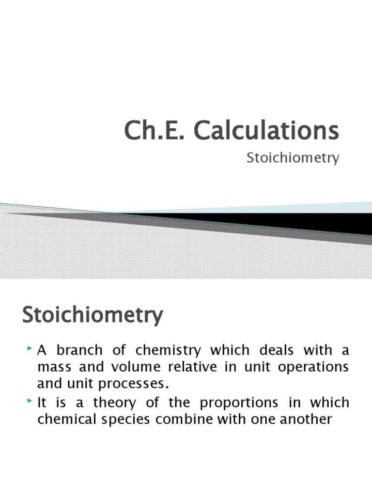 ChE Calc Stoichmetry - 2020 | PDF | Stoichiometry | Chemistry