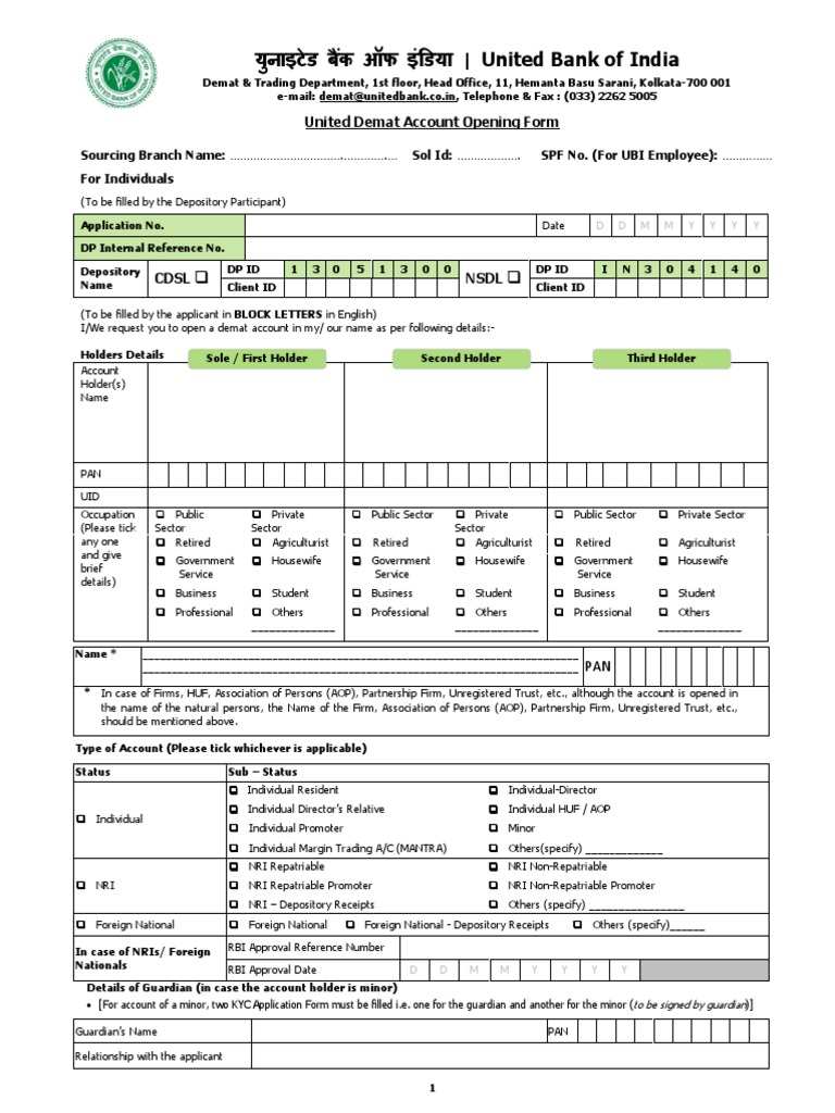 Demat Form Blank | PDF | Identity Document | Government