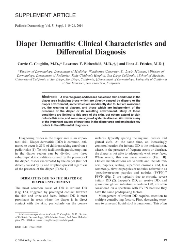 Diaper Dermatitis Clinical Characteristics and Differential Diagnosis ...