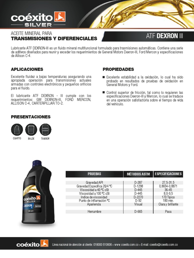 Aceite Mineral para Transmisiones Coexito | PDF | Lubricante | Engranaje