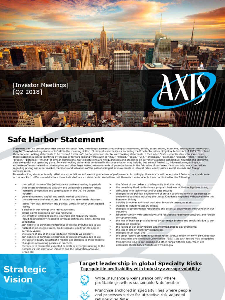 Axis Investor Deck Q2 PDF Insurance Corporations