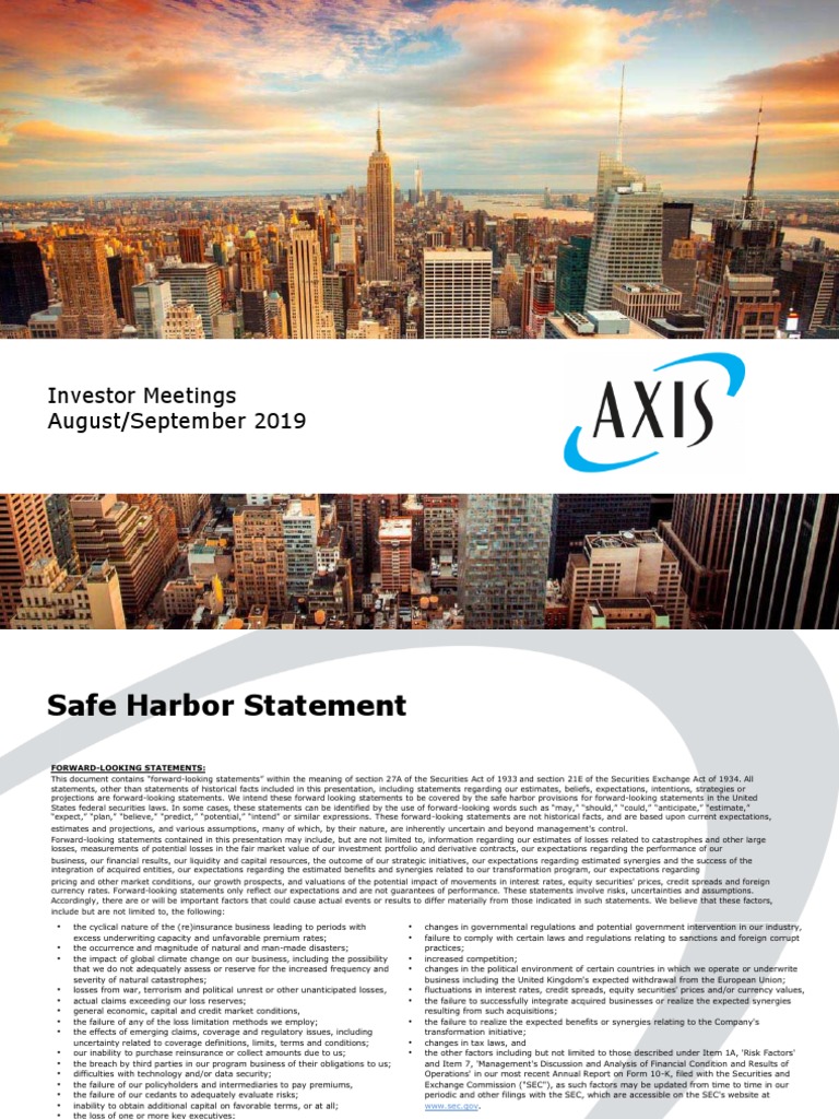 Axis Investor Q3 PDF Reinsurance Insurance
