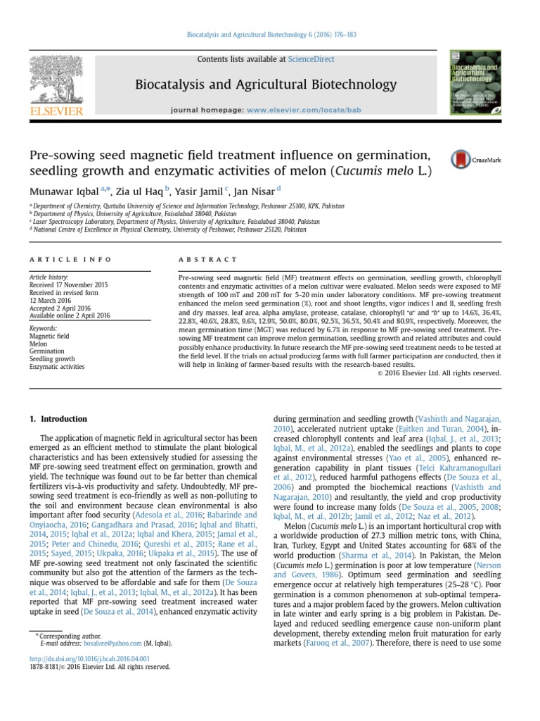 PreSowing Seed Field Treatment Influence On Germination