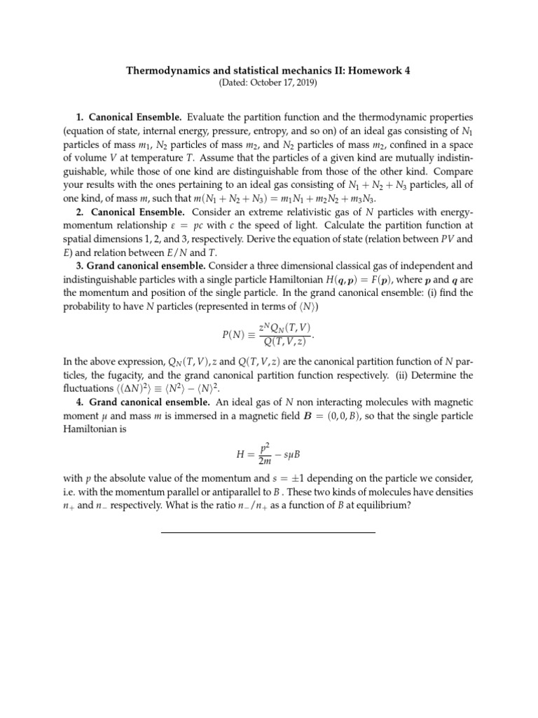 HW 4 | PDF | Gases | Theoretical Physics