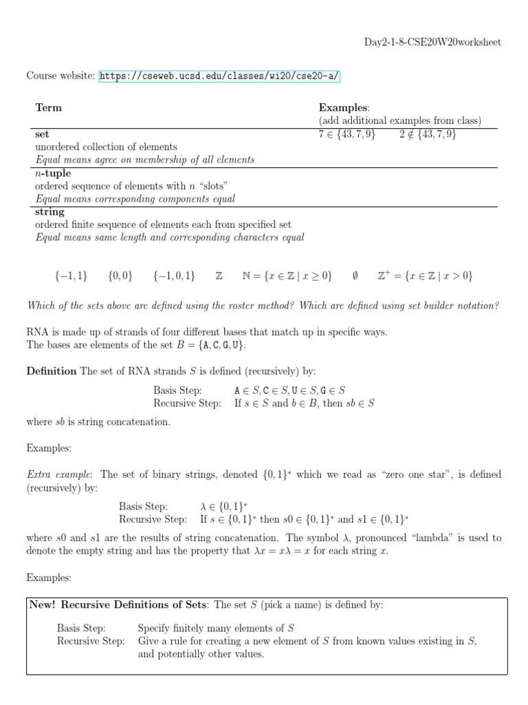 Set Builder Notation in CSE20 | PDF | Set (Mathematics) | String ...