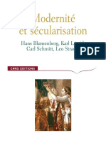 Modernité Et Secularisation (H Blumenberg, C Schmitt, L Strauss, K Lowith)