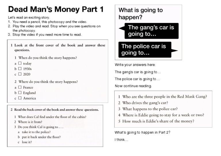 Dead Man's Money Part 1 Worksheet PDF PDF