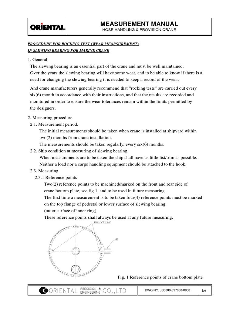 Crane Rocking Test Procedure Manual | PDF | Crane (Machine) | Bearing ...