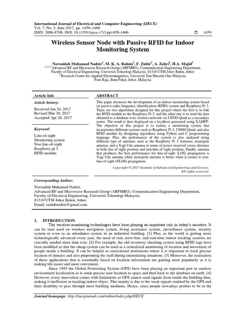 Wireless Sensor Node With Passive RFID For Indoor | PDF | Antenna ...