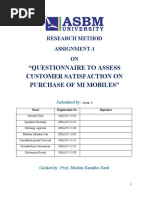 Questionnaire To Assess Customer Satisfaction On Purchase of Mi Mobiles