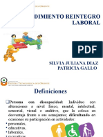 REINTEGRO LABORAL Diapositivo para Medicina Del Trabajo - PPTX - Reparado