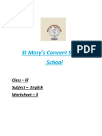 ST Mary's Convent Sr. Sec. School: Class - LLL Subject - English Worksheet - 3