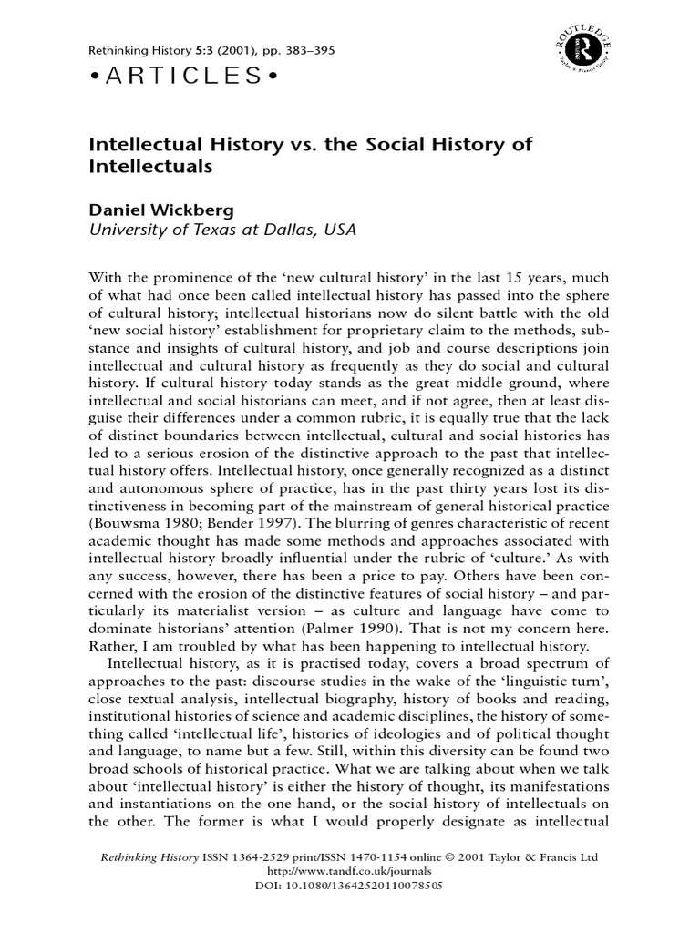 Wickberg, Daniel - Intellectual History vs. The Social History of ...