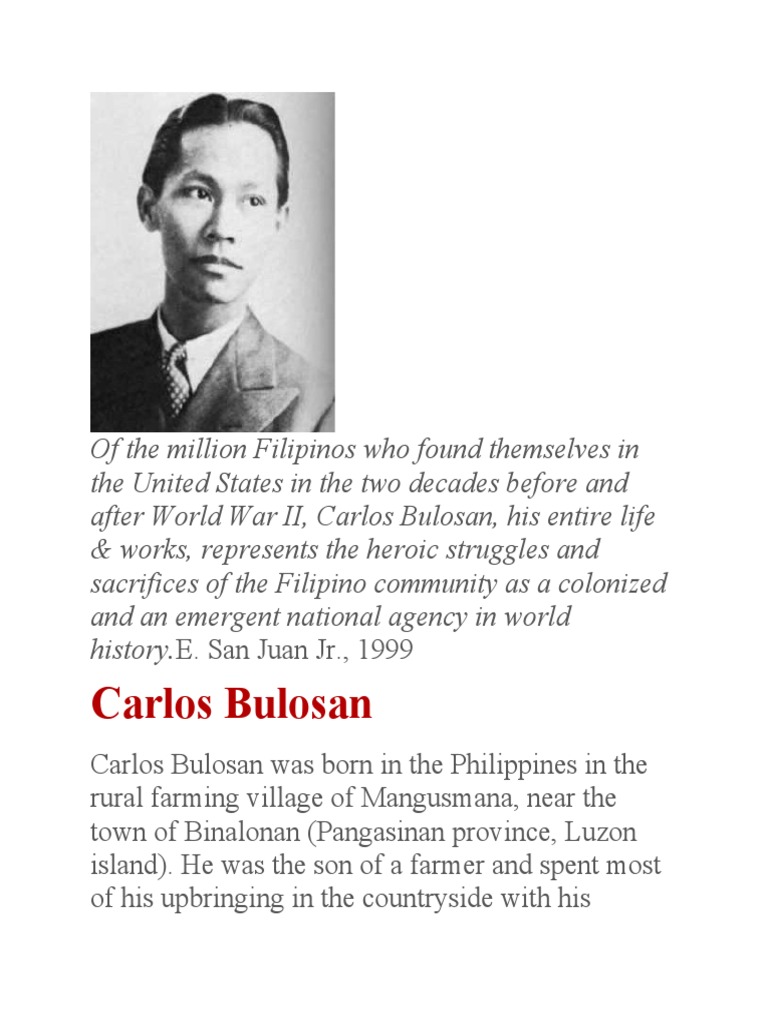 Carlos Bulosan Biography | PDF | Philippines | Wellness