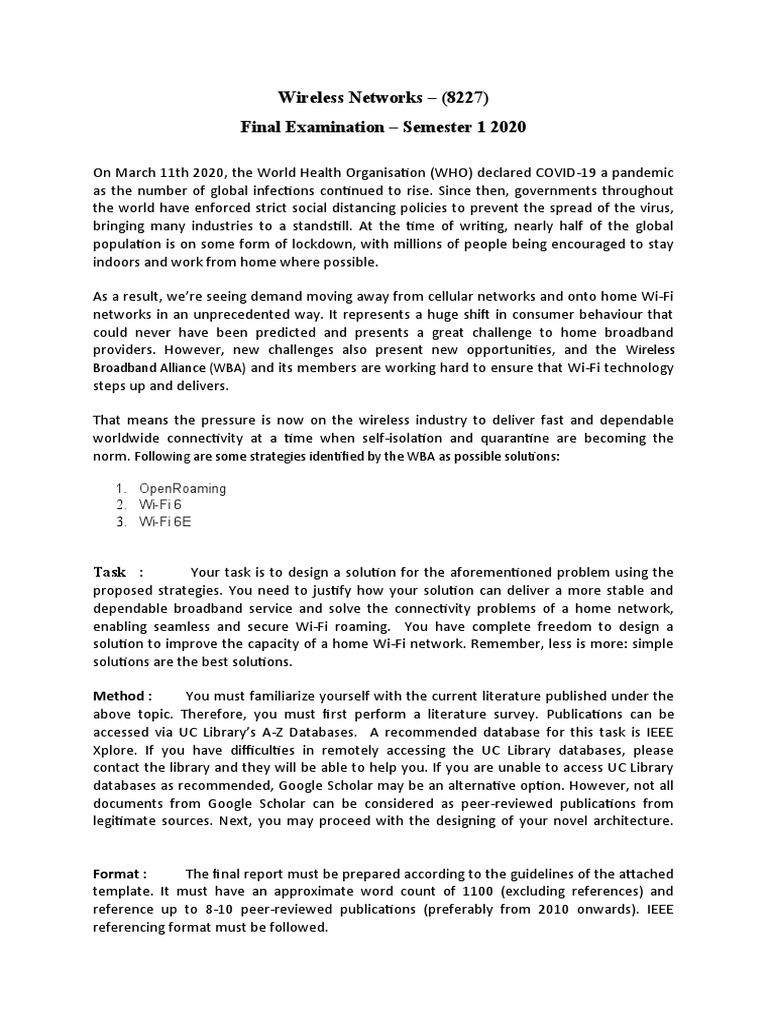 Wireless Network Question PDF Ieee 802.11 Wi Fi