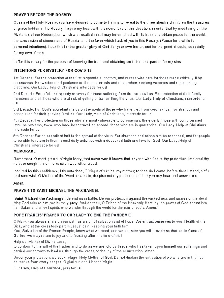 Prayer Before The Rosary | PDF | Rosary | Mary, Mother Of Jesus