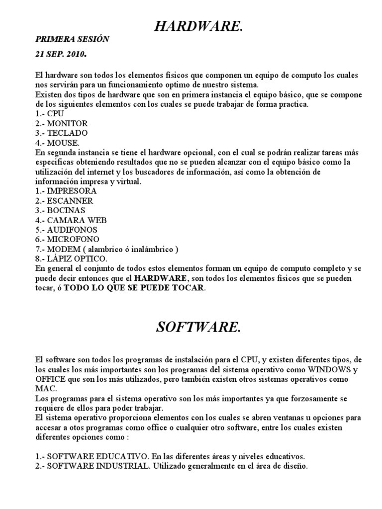 Sesión 1 | PDF | Hardware de la computadora | Periférico