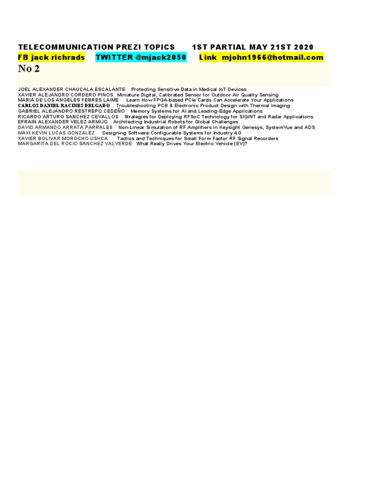 Telecommunication Prezi Topics 1St Partial May 21St 2020 | PDF