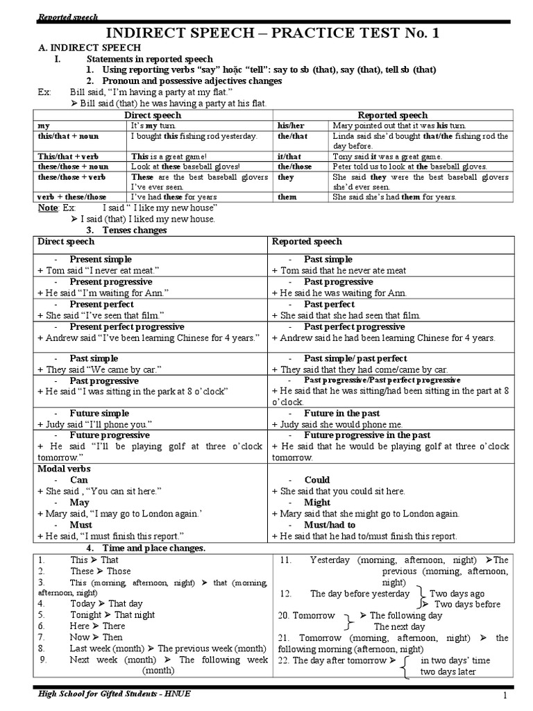 Reported Speech Practice Exercises | PDF | Grammar | Syntax