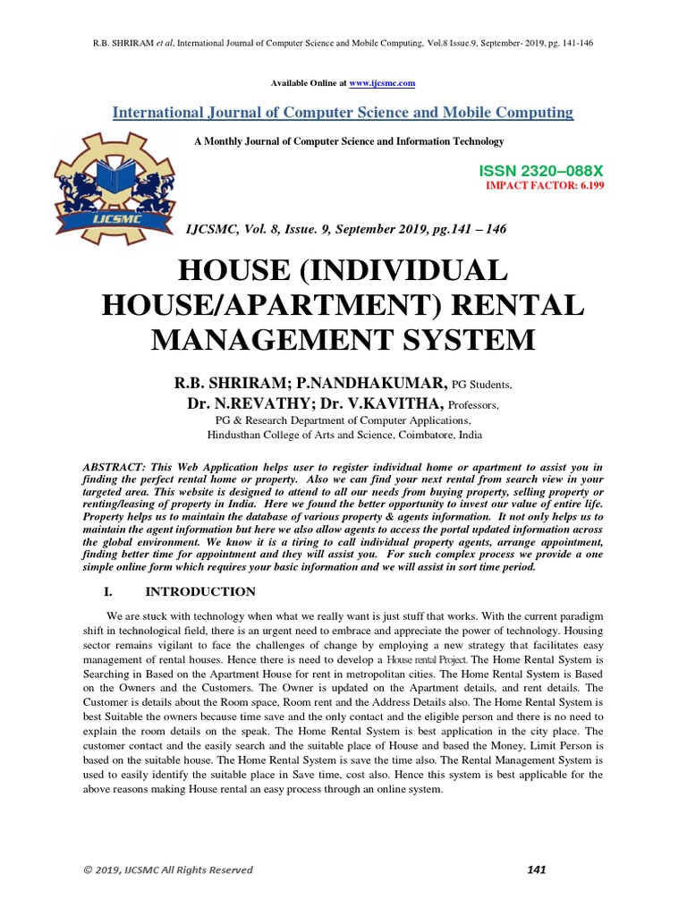 House (Individual House/Apartment) Rental Management System | PDF ...