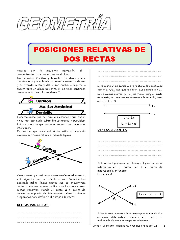 Posiciones Relativas de Dos Rectas | PDF | Perpendicular | Matemática ...