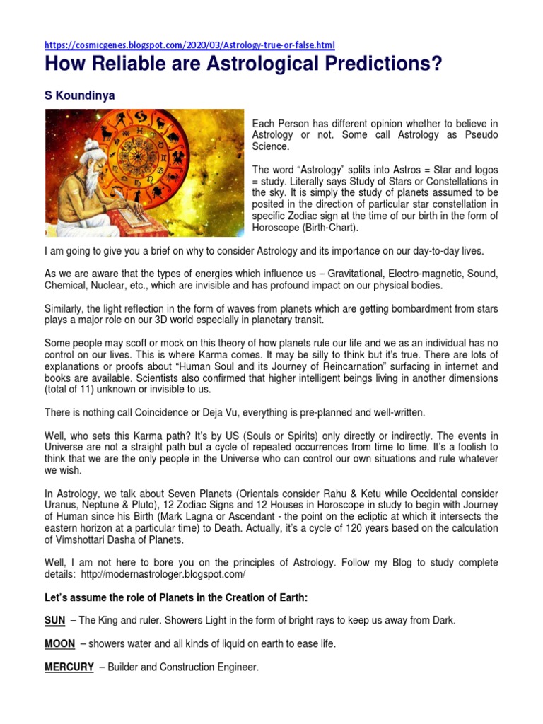 Astrology: Truth and Reliability Explained | PDF | Horoscope | Astrology