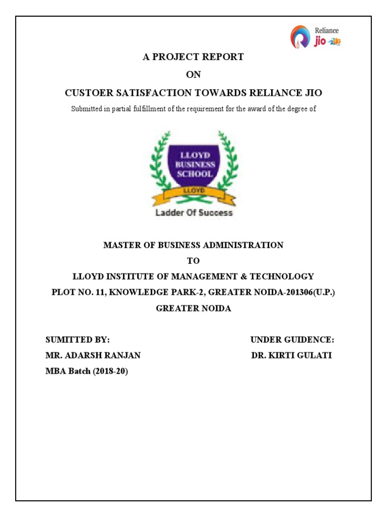 research paper on customer satisfaction of reliance jio