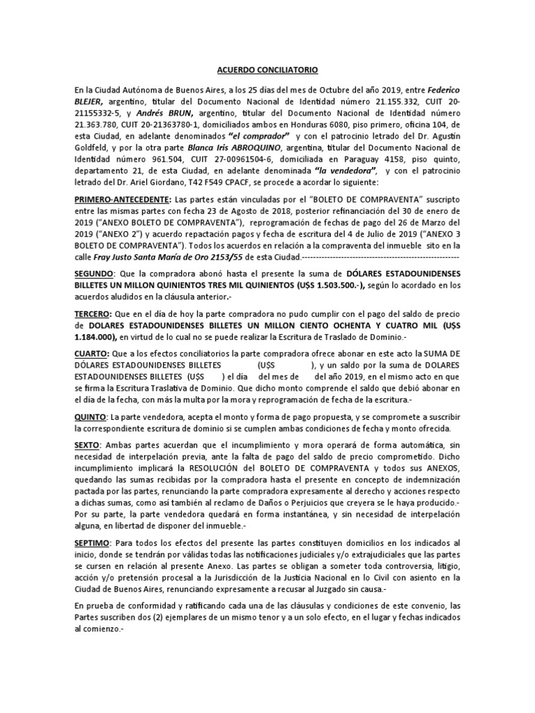 Acuerdo Conciliatorio | PDF | Justicia | Crimen y violencia