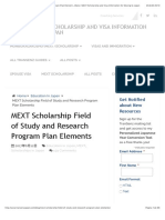 MEXT Scholarship Field of Study and Research Program Plan Elements - TranSenz: MEXT Scholarship and Visa Information For Moving To Japan PDF