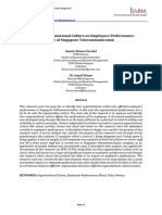 Effects of Organisational Culture On Employees Performance: Case of Singapore Telecommunication