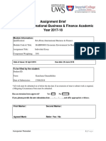 Assignment Brief BA (Hons) International Business & Finance Academic Year 2017-18